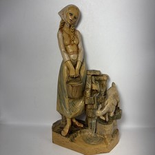 Vtg RARE Depose Italy Fontanini Woman w/ Water Pail Lamb Figurine 12