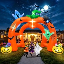 12FT Halloween Inflatable Archway,Giant Pumpkin Colorful Tunnel... picture
