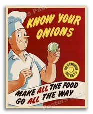 “Know Your Onions” 1943 Vintage Style WW2 War Poster - 16x20 picture