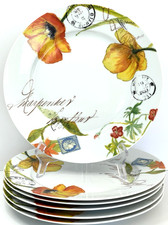 Bernardaud Limoges France Jardin des Fleurs Dinner Plates Set Of (6) 10.38” MINT picture