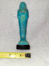 Egyptian Blue Ushabti Shabti Figurine Statue on Black Base, Approx 5 in picture