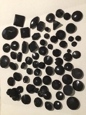 Lot of Antique Victorian Faceted Black Glass Buttons French Jet Mourning Sewing picture