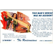 Isaac Newton Promoting The Rosicrucian Order AMORC Vintage Postcard SP7-27 picture