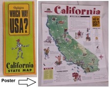 Highlights Which Way USA California State Map Brochure California Map Poster picture