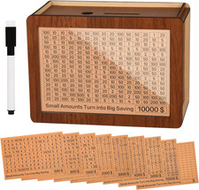 10000 Kakeibo Wooden Money Saving Challenge Box Cash Vault Piggy Bank picture