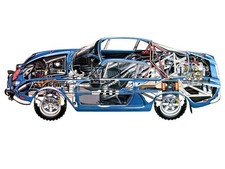Cars renault alpine a110 rally car cutaway Art Print Poster 11x17 picture