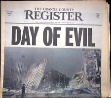 DAY OF EVII  - THE ORANGE COUNTY REGISTER SEPTEMBER 12, 2001 NEWSPAPER USA VTG. picture