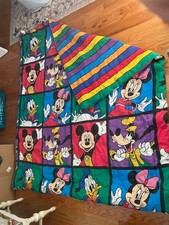Vintage 90’s Disney Mickey & Friends Color block Reversible Twin Comforter picture