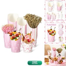 Tioncy 250 Pcs Charcuterie Cups 50 Cups 200 Sticks Pink Bow picture