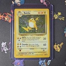 Raichu 14/102 Base Set Holo Rare Pokemon Card WOTC Vintage 1999 picture
