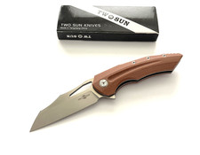 TwoSun TS132 Y-Start Folding Knife D2 Blade Brown Linen Micarta Handle picture