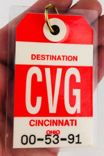 CVG Airport Baggage Keychain Cincinnati/Northern Kentucky OH Tag Plane Vtg *Oc50 picture