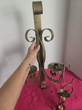 Vtg Mid-century Hollywood Regency Style Metal Scroll Wall Sconces X 2 Great Cond picture
