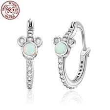 Real 925 Sterling Silver Mickey Mouse Icon Head Disney Stud Small Hoop Earrings picture