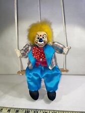 Clown Doll on Swing Marionette Vintage Porcelain Face Room Decor Decoration  picture