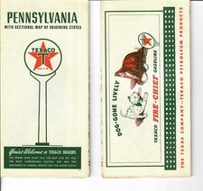 VINTAGE TEXACO ROAD MAP 1941 PENNSYLVANIA NEW OLD STOCK GAS STATION  picture