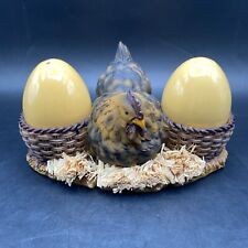 Nesting Resin Hen Chicken Holder with Ceramic Egg Shaped Salt & Pepper Shakers picture