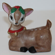 Vintage Christmas Ceramic Deer Fawn Figurine Big Eyes 3