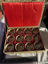 Vintage Chinese Porcelain Zodiac Cups Set of 12 Millefleur Thousand Flowers picture