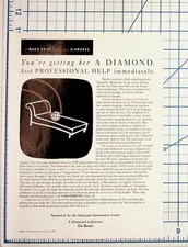 De Beers Diamonds A Man's Guide Vintage Print Ad 1980s 1990s Jewelry Ephemera picture