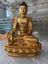 30cm Antique bronze gilt Buddha Statue Buddhism Kwan-yin bhagavan Bhaisajya & picture