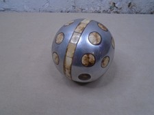Vintage MCM Art Deco Decorative Aluminum Inlaid Bone Sphere Orb Ball Decor picture
