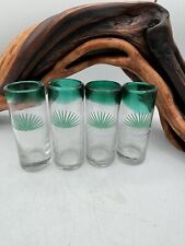 CASAMIGOS TEQUILA Lot of 4 Shot Glasses Clear with Green Rim 3oz  No Flaws picture
