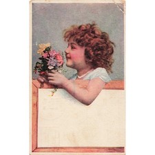 Vintage 1908 Postcard Girl with Flowers Indianapolis Star Supplement Newman IL picture