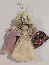 Vintage 1984 Kurt Adler Victorian Girl w Baby Doll Christmas Ornament 6