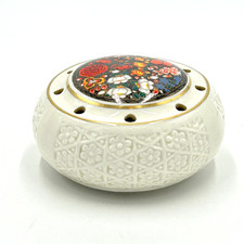 Vintage Porcelain Potpourri Holder w/Floral Pattern & Gold Trim picture