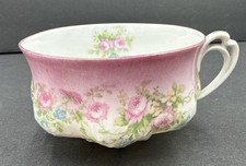 Antique Moritz Zdekauer (MZ) Austria Porcelain Teacup Ornate Handle Pink Flowers picture