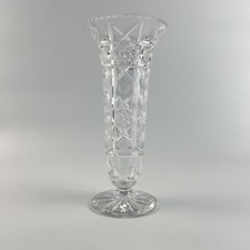 Stunning Antique T. G. Hawkes Cut Crystal Tall Trumpet Vase Signed Rare Pattern picture