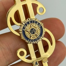 Vtg American Legion Money Clip Gold Tone Blue Enamel Fraternal Veteran picture
