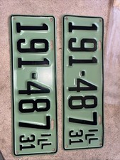 Mint Original Illinois 1931 Auto License Plate Set Pair 191-487 Garage Pub Decor picture