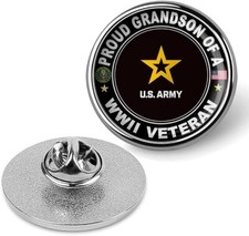 Proud Grandson Of A Wwii Veteran Tie Suit Shirt Lapel Pin - Silver picture