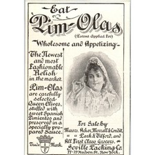 Pim-Olas Olives Acker, Merrall & Co Seville Packing 1897 Victorian Ad AE9-TS10 picture