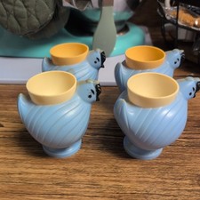 Adorable 50's 60s Soft Plastic Easter Egg Cups Figural Chicken Hen picture