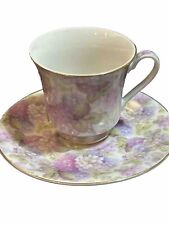 Darice Tea Cup And Saucer  With Purple Wild Roses picture