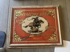 Vintage Winchester Model 1873 Advertising Print Framed Western Cowboy Gun Sign picture
