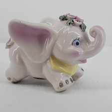 Vintage 1950s Pink Elephant Piggy Bank Flowers Wales Japan picture