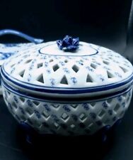 Blue & White Floral Ceramic Potpourri  Dish Home & Garden Party  picture