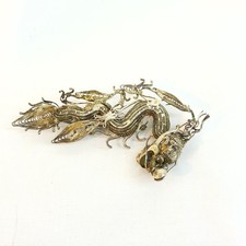 Vintage/Antique Chinese Export Filigree Dragon Brooch Gilt Wire Pin  picture