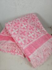 2 Vintage J.C. Penney Pink/White Floral Patterned Bath Towels picture