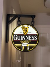 Guinness Style LED Hanging Pub Sign | Double-Sided Man Cave Wall Decor | Wired L picture