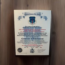 U.S.A.F. / AIR FORCE 90TH MISSILE WING - CERTIFICATE OF ACHIEVEMENT picture