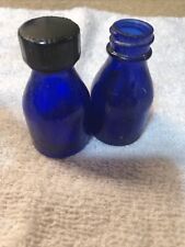 Vintage Vicks Va-Tro-Nol Cobalt Blue Glass Bottle Small Pair  picture