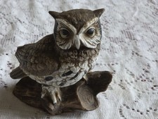 Vintage HOMCO Owl #1114 Porcelain Barn Owl on Branch Figure Figurine Home Decor picture
