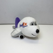 Vtg FedEx Express Beanbag Plush Airplane Jet Plane Stuffed Animal picture