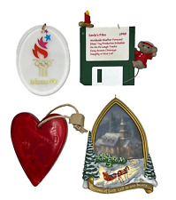 Hallmark Keepsake Christmas Ornaments Lot 4 Kinkade Church Olympics Heart Mouse picture