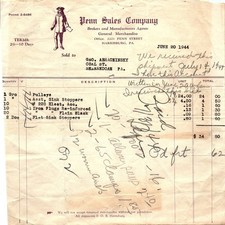 1944 Penn Sales Co. Billhead - Shenandoah, PA, handwritten n picture